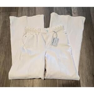 NWT FRAME Le Palazzo, White Wide Leg Jeans with Braided Waistband. Size 31